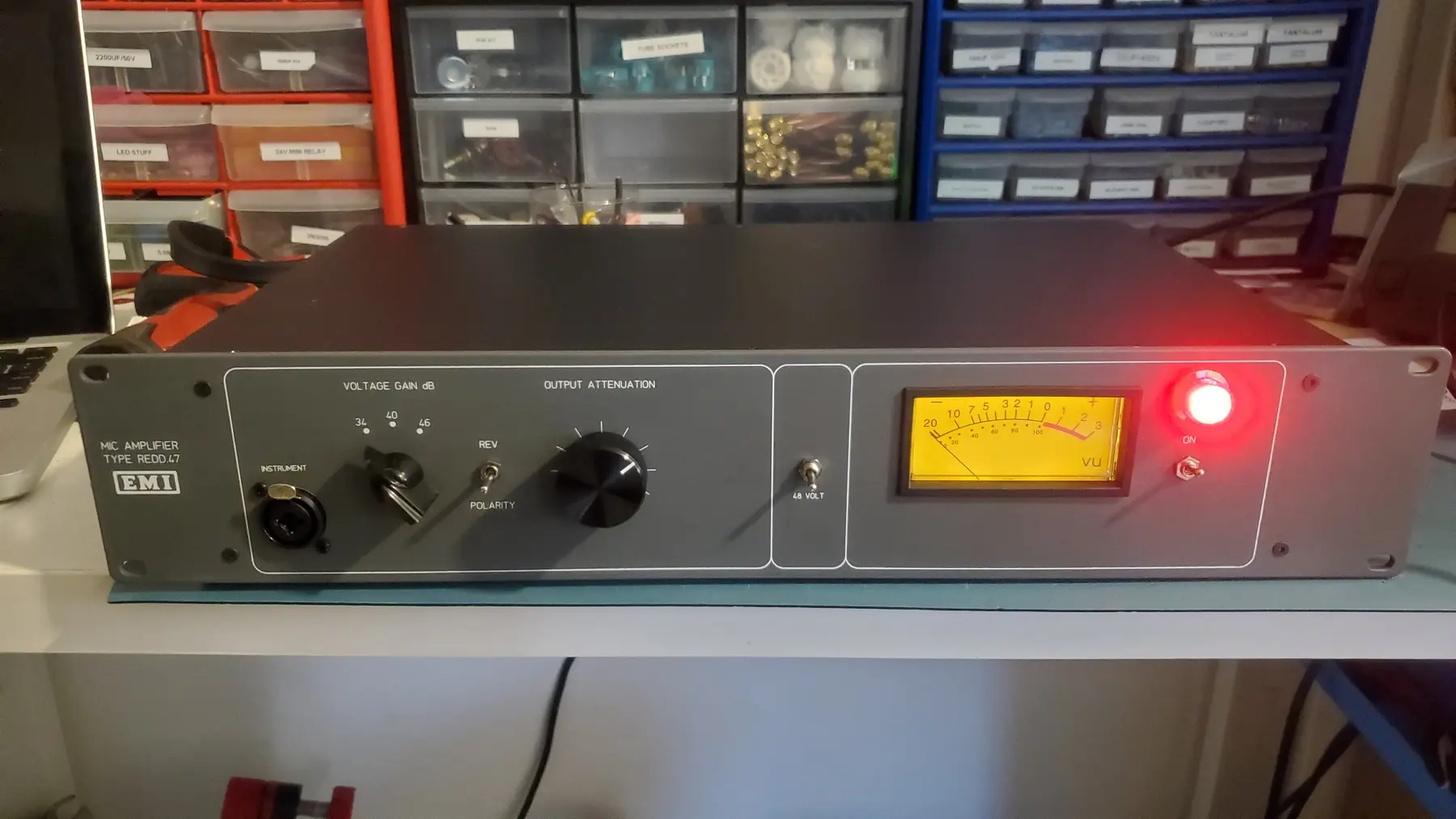 Finished grey tube microphone preamplifier